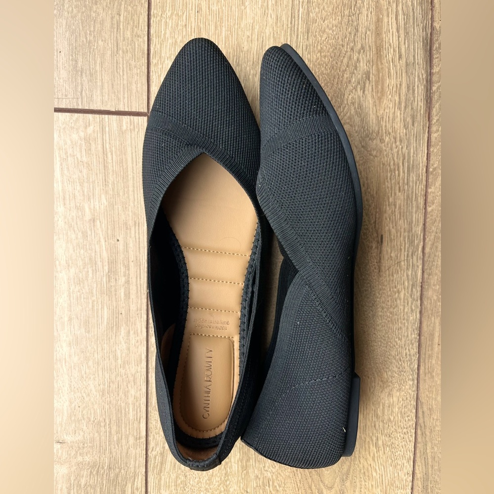 Cynthia Rowley Womens Pointed Toe Ballet Flat Knit Dress Comfort Slip On Flats